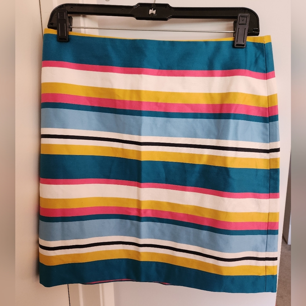 Ann Taylor Loft Women's Striped Pencil Mini Skirt Pink Blue Gold‎ Black White 6